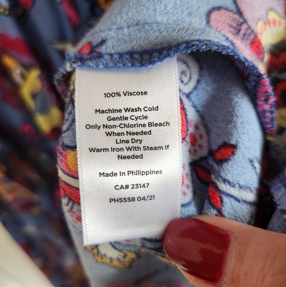 NWT Talbots Button Front Tie Belt Waist Midi Short Sleeve Shirt Dress Floral 12 - Picture 9 of 12